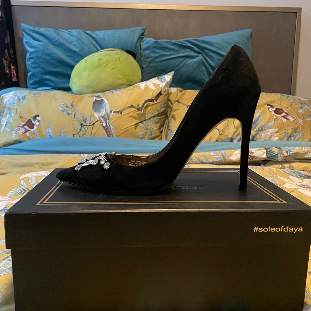 Chic Black Embellished Heels